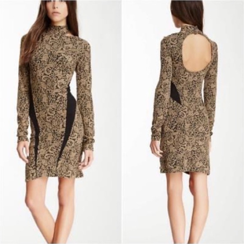 NWT Free People Night Play Jacquard Dress with Mock Neck, Size Large